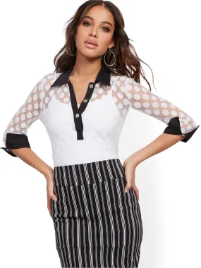 Dot-Print Mesh Top - 7th Avenue