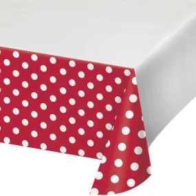 Dots & Stripes Classic Red Plastic Plastic Tablecover 54inx102in