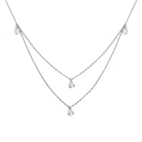 Double 4 Spark Silver Necklace