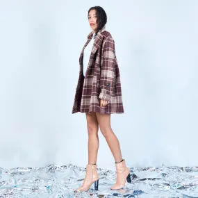 Double-breasted plaid wool coat wholesale