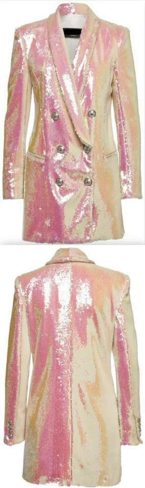 Double-Breasted Sequin Blazer