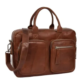 DR280 Men's Vintage Leather Organizer Briefcase Tan