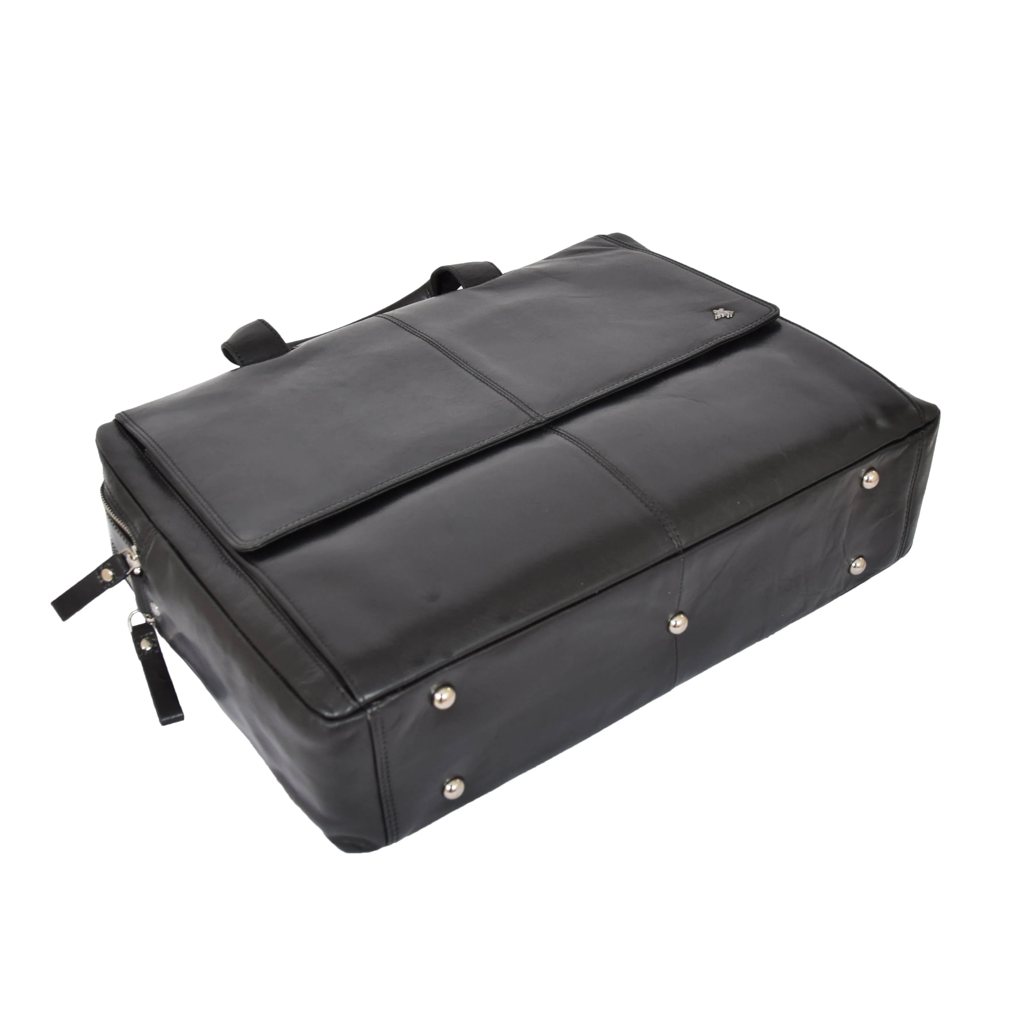 DR394 Men's Leather Briefcase with Laptop Compartment Black