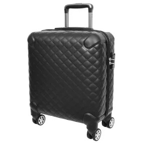 DR697 Four Wheel Pilot Case Quilted Lightweight Cabin Bag Black