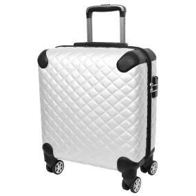 DR697 Four Wheel Pilot Case Quilted Lightweight Cabin Bag Silver