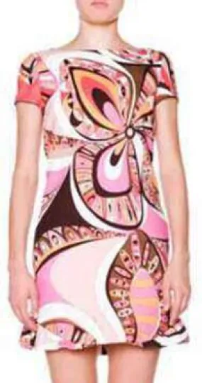 Draped-neck Multicolored Silk Dress