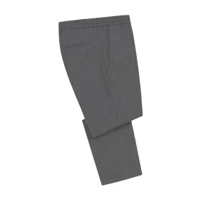 Drawstring Flannel Trousers in Grey Melange