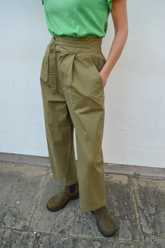 Dream Khaki Pleated Twill Trousers