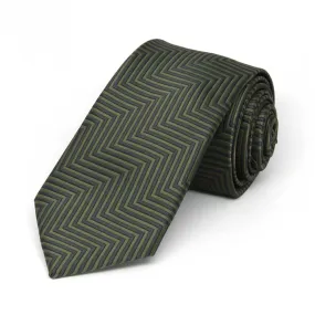 Dried Sage Kimberly Chevron Striped Slim Necktie, 2.5" Width