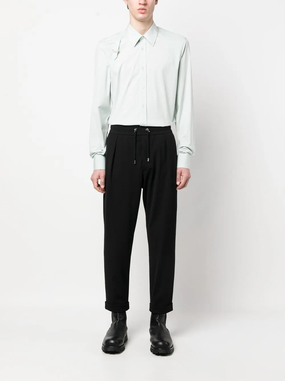 Drop-Crotch Cropped Trousers