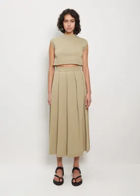 Dry Cotton Knit Pleated Skirt — Khaki Beige