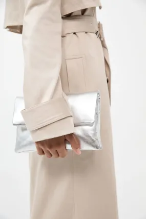 Dual Envelope Clutch - Silver