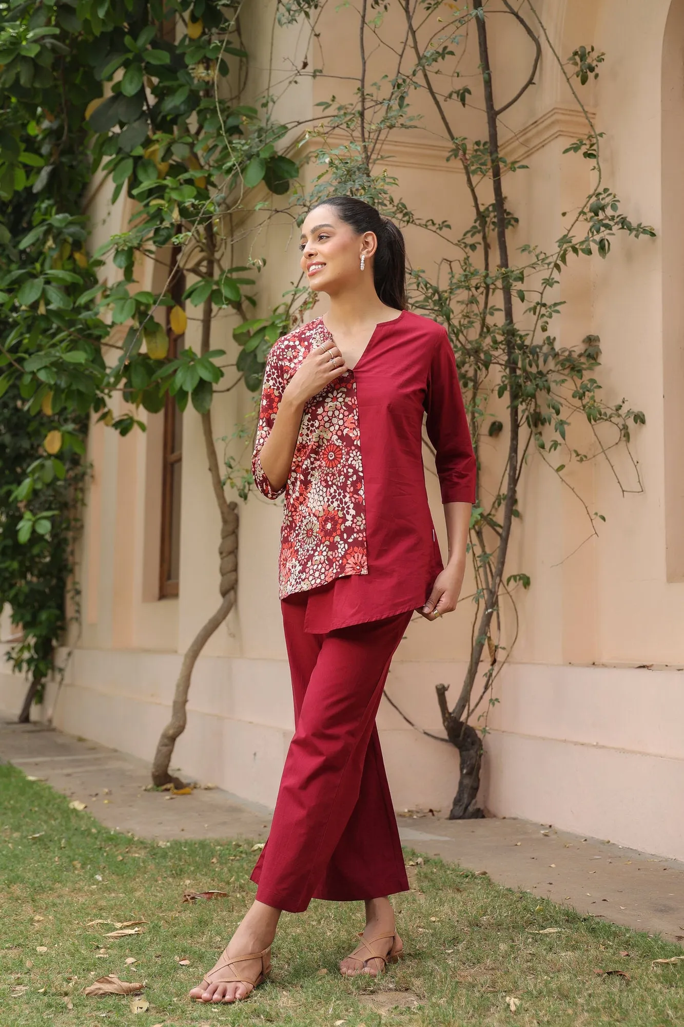 Duet in Carmine Cotton Coord Set