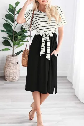Dunnmall O Neck False two-piece Knee Length Dress