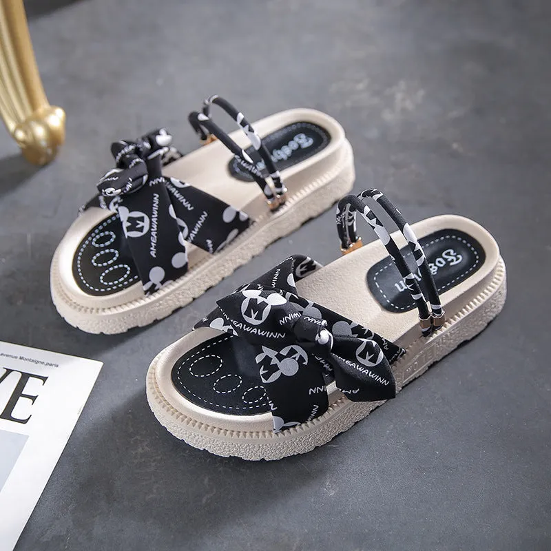 DUNNMALL  Two-Way Sandals for Women Summer Outdoor Wear  New Style Dress Thick Bottom Fairy Style Student Beach Flat Slippers Fashion