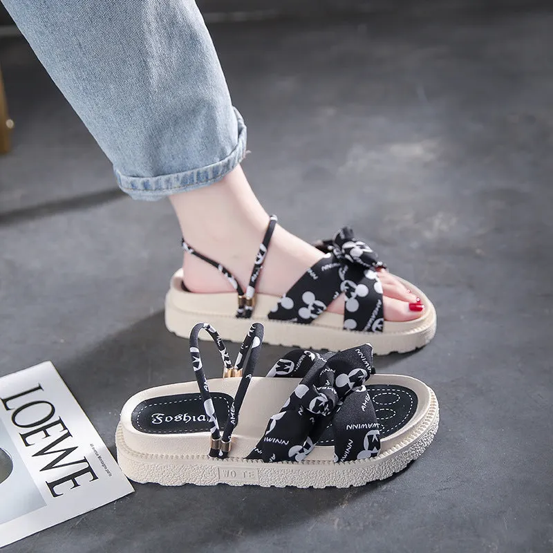 DUNNMALL  Two-Way Sandals for Women Summer Outdoor Wear  New Style Dress Thick Bottom Fairy Style Student Beach Flat Slippers Fashion