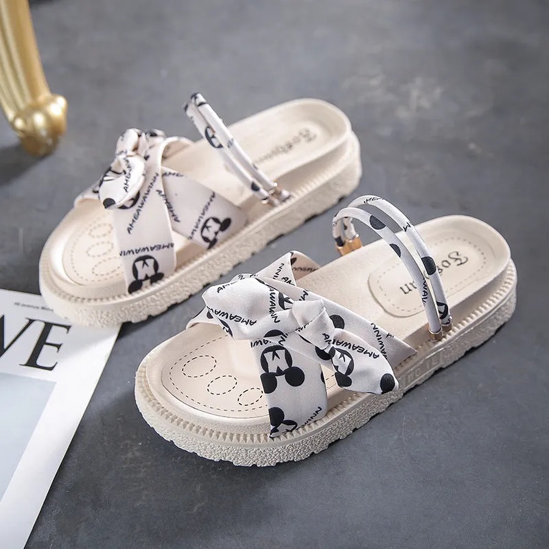 DUNNMALL  Two-Way Sandals for Women Summer Outdoor Wear  New Style Dress Thick Bottom Fairy Style Student Beach Flat Slippers Fashion