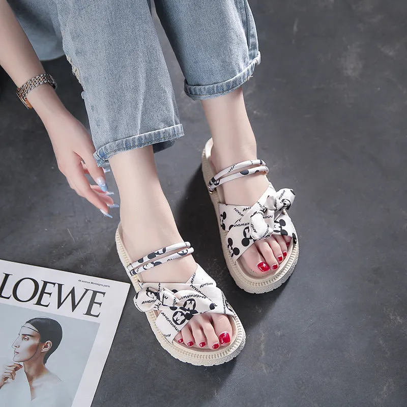 DUNNMALL  Two-Way Sandals for Women Summer Outdoor Wear  New Style Dress Thick Bottom Fairy Style Student Beach Flat Slippers Fashion