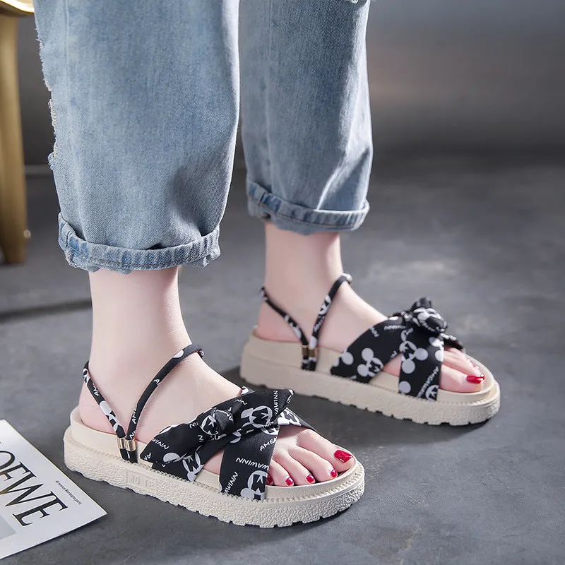 DUNNMALL  Two-Way Sandals for Women Summer Outdoor Wear  New Style Dress Thick Bottom Fairy Style Student Beach Flat Slippers Fashion