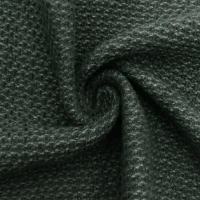 Dusty Navy - Gray Wool Blend Pique Woven Jacketing Fabric