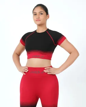 DynamicDuo 2-Tone Crop Top Red & Black - Seamless