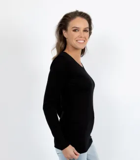 E Wool Long Sleeve Top - Black