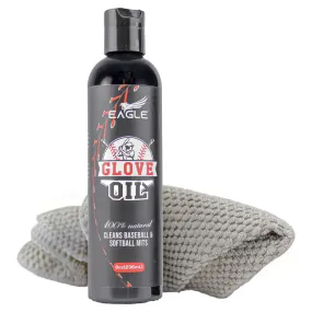 Eagle Baseball Glove Oil Conditioner with Applicator Cloth - 250mL (8.45oz) Glove Oil for Break-in & Glove Treatment - Leather Softener & Conditioner for Baseball, Softball Mitts