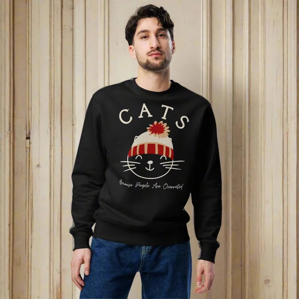 Eco-Friendly Cat Lover Sweatshirt – Fun ‘Cats Over People’