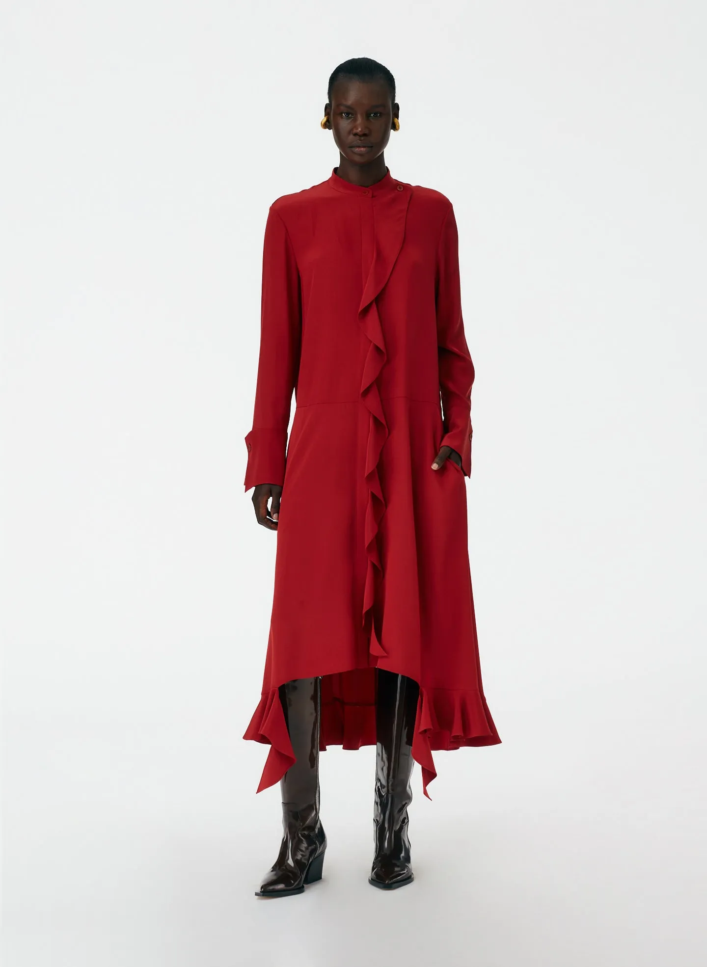 Eco Silk Detached Ruffle Shirtdress