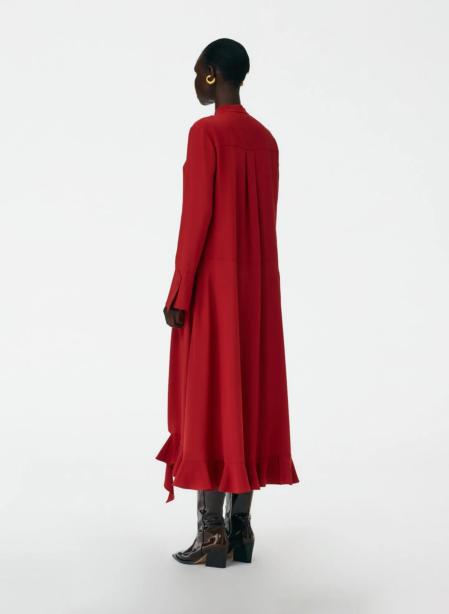 Eco Silk Detached Ruffle Shirtdress