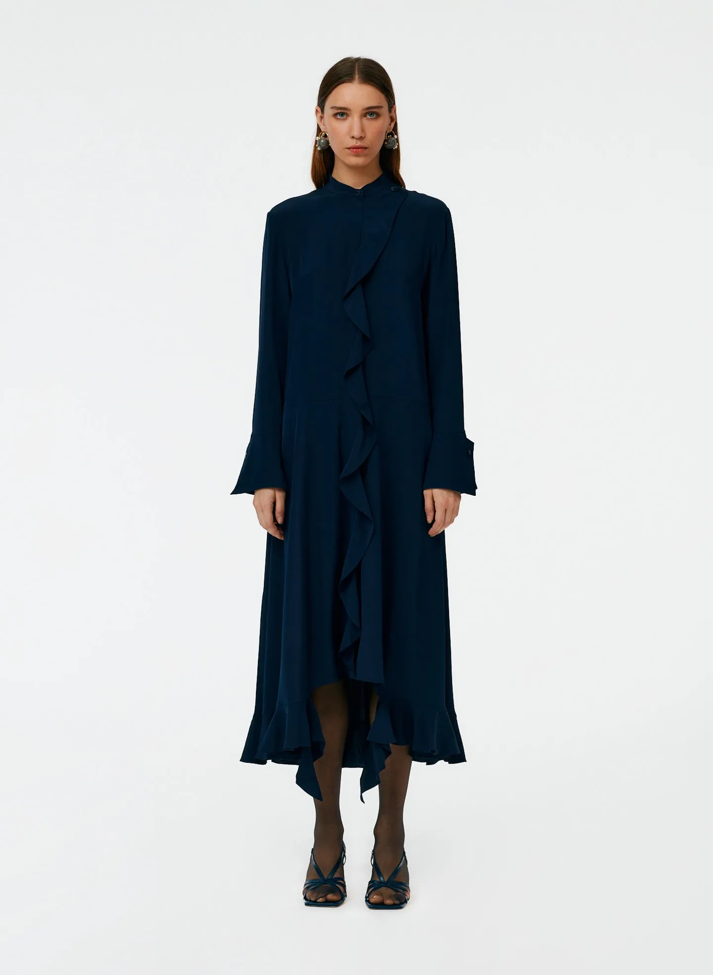 Eco Silk Detached Ruffle Shirtdress