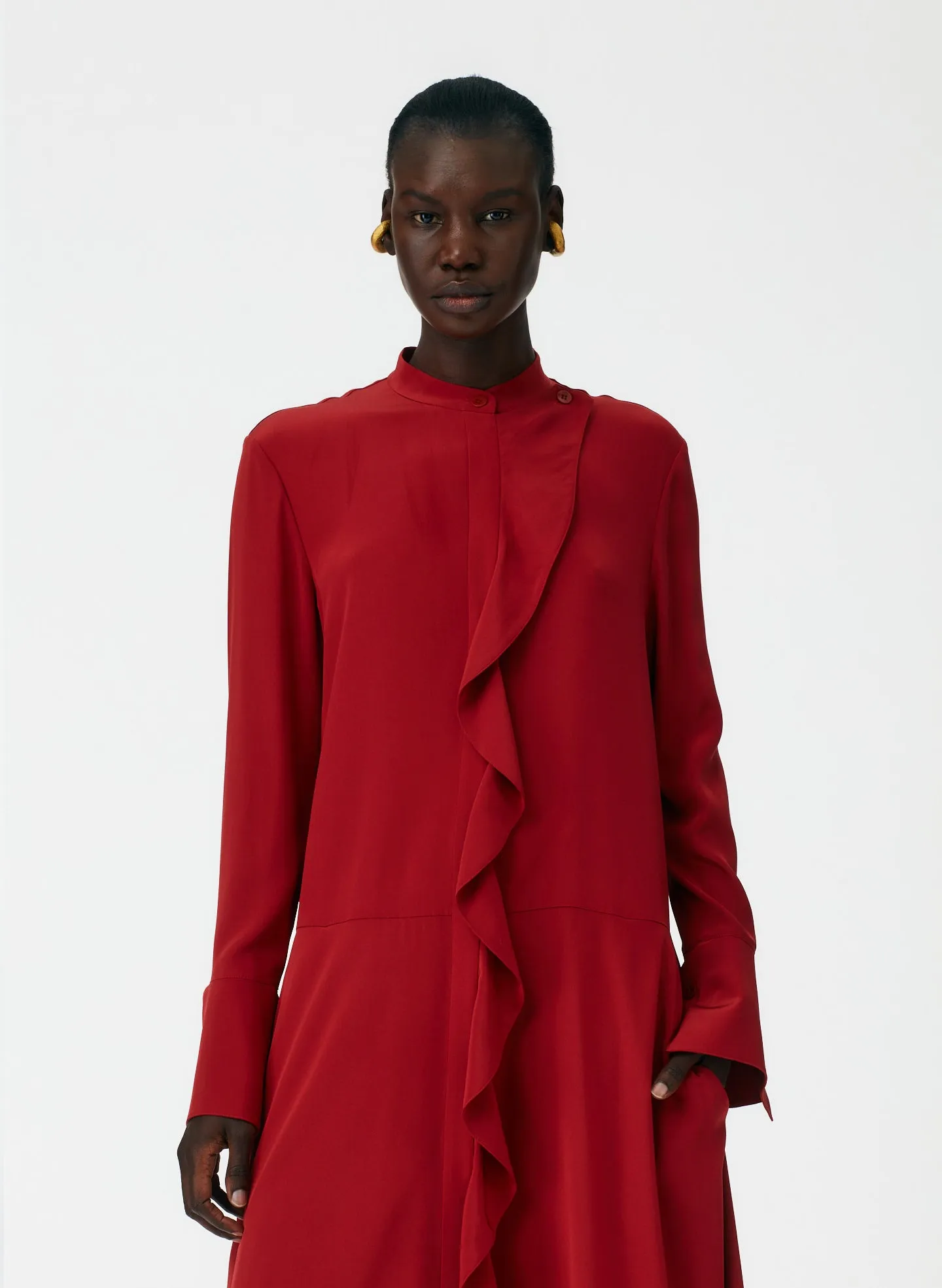 Eco Silk Detached Ruffle Shirtdress