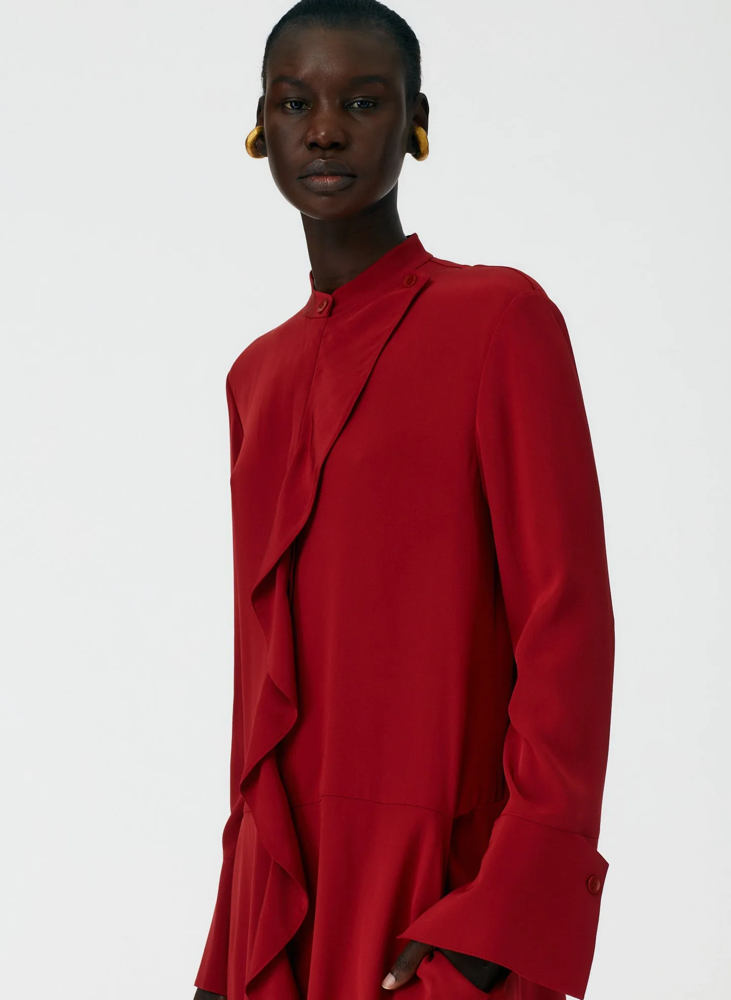 Eco Silk Detached Ruffle Shirtdress