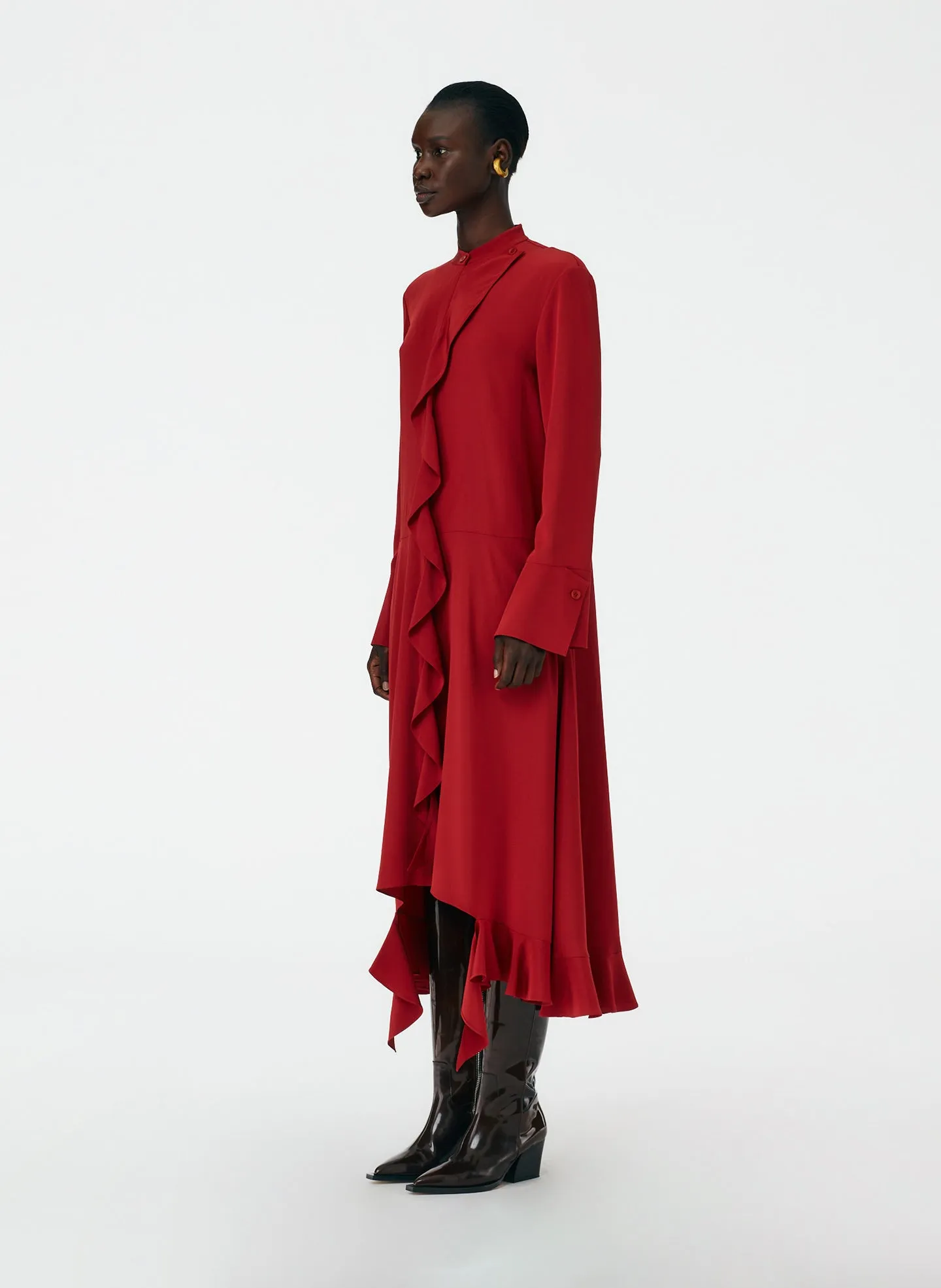 Eco Silk Detached Ruffle Shirtdress