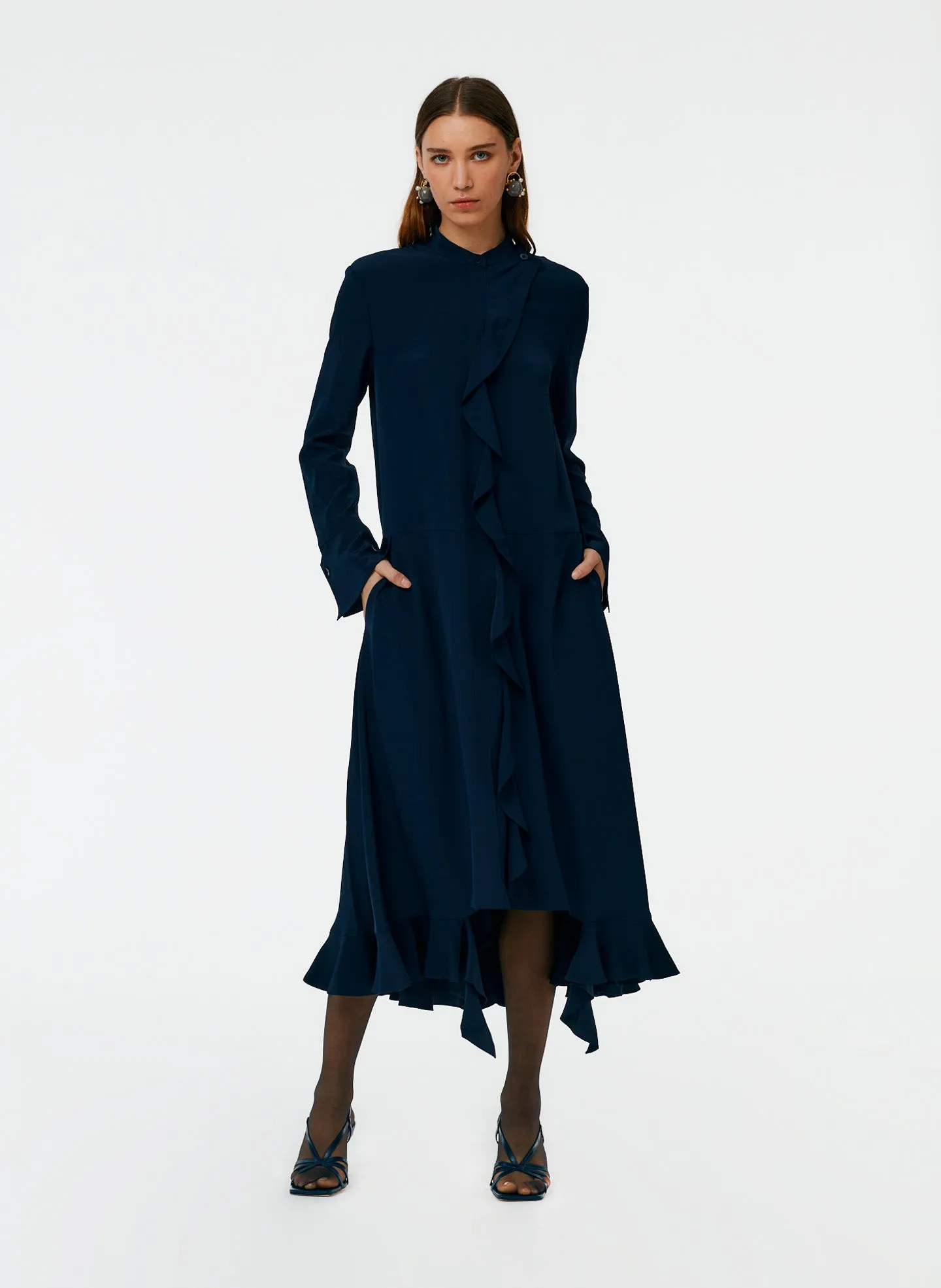 Eco Silk Detached Ruffle Shirtdress