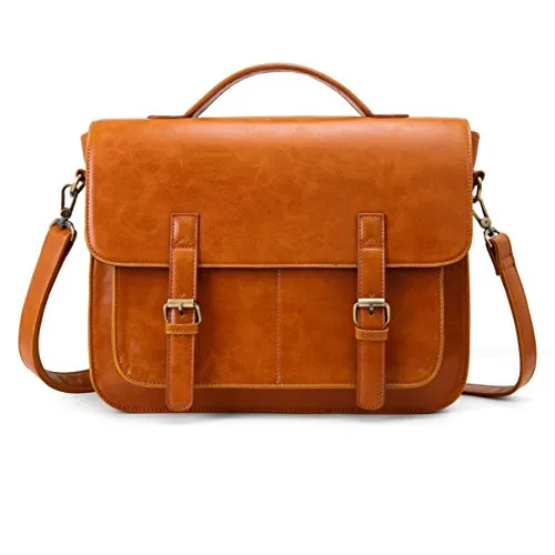 ECOSUSI Messenger Bag PU Leather Laptop Briefcase 14 inch Computer Shoulder Satchel Bag for Women