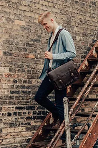 ECOSUSI Messenger Bag PU Leather Laptop Briefcase 14 inch Computer Shoulder Satchel Bag for Women
