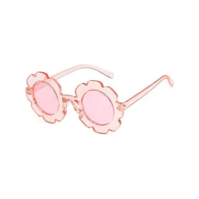 Edna Round Flower Sunglasses in Clear Pink Frame Pink Lens