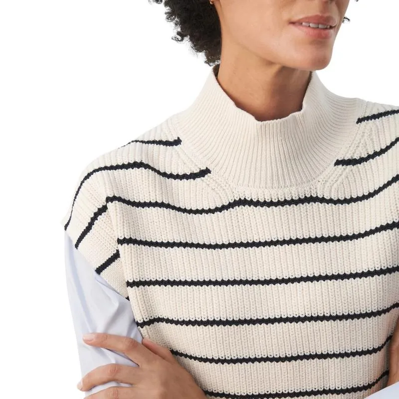 Eisley Knitted Cotton Slipover in Dark Navy Stripe