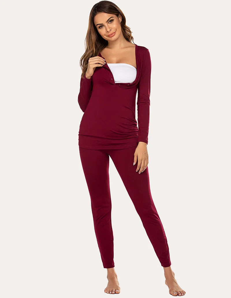 Ekouaer Maternity Thermal Pajamas Set (US Only)