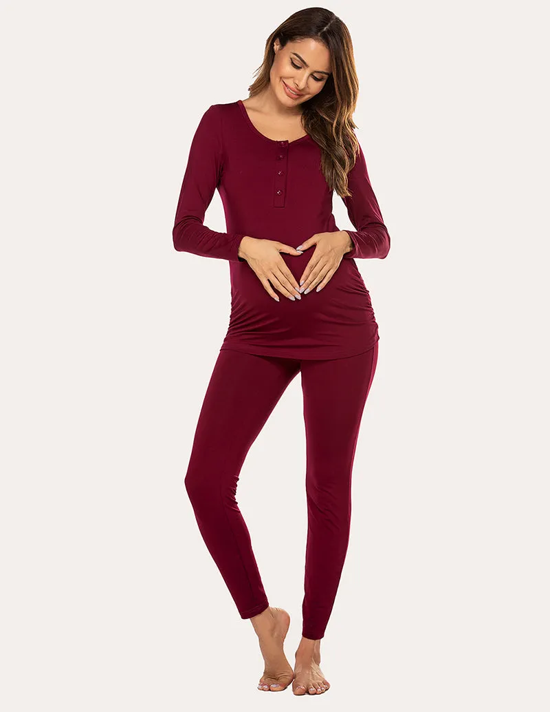 Ekouaer Maternity Thermal Pajamas Set (US Only)