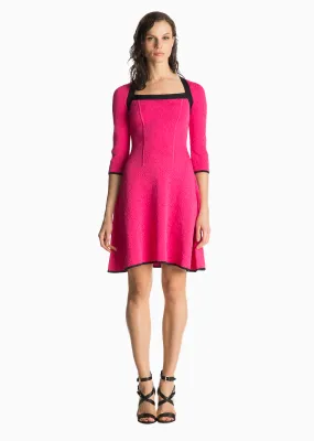 Elaina - Knitted, Matelasse Fabric, Fuchsia Pink Dress
