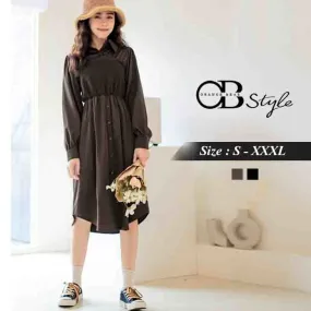 ELASTIC WAIST MIDI WIDE DRESS