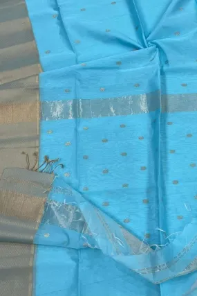 Elegant Blue Maheshwari Cotton Silk Saree