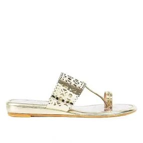 Elegant Golden PU Sandals For Women