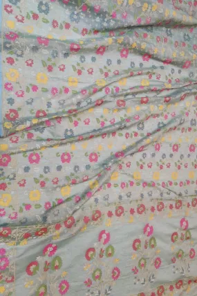 Elegant Grey Banarasi Cotton Saree