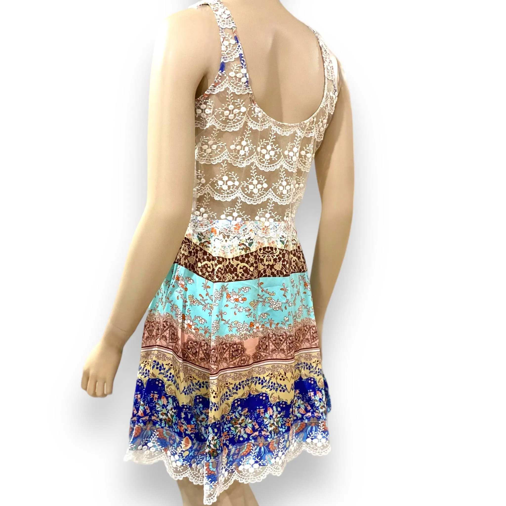 Elegant Sleeveless Patchwork Mini Dress