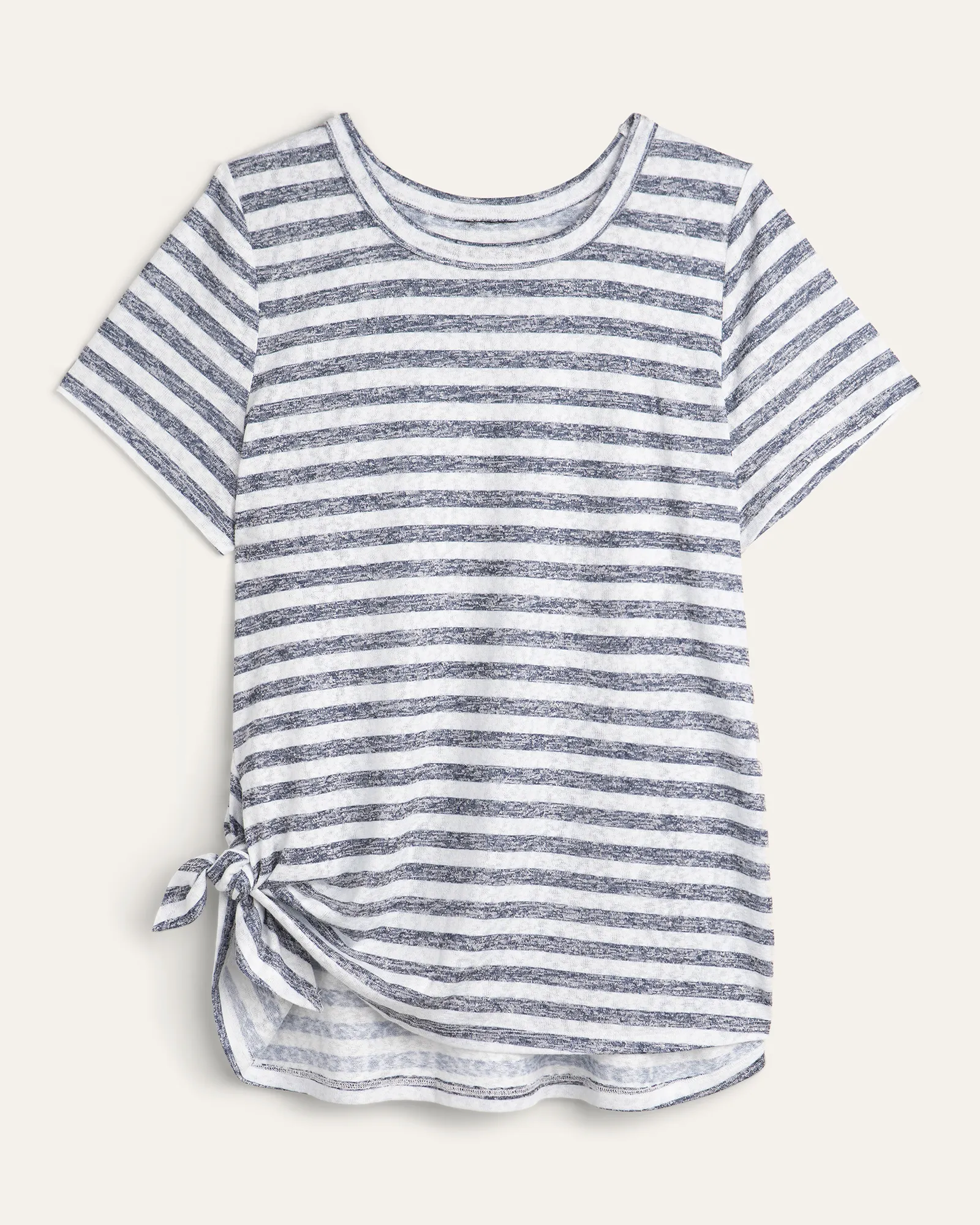 Elena Side-Tie Striped Top | Navy / Ivory