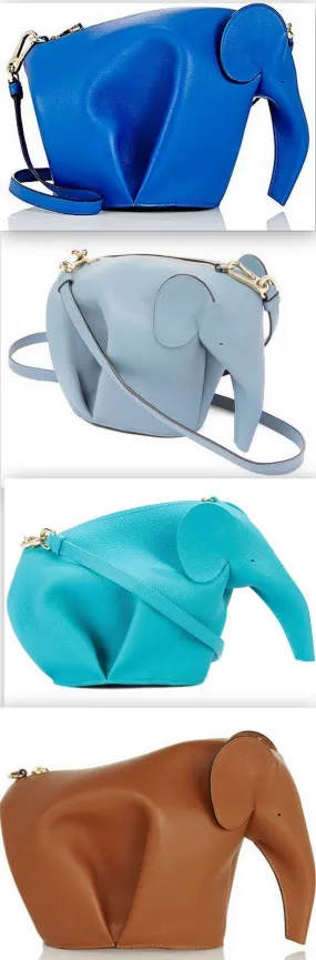 Elephant Mini Bag - Blue, Stone Blue, Turquoise, Brown