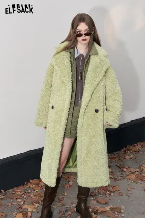 ELFSACK Y2K 2OOOs Korean Fashion Coats Women 2023 Winter Warm Long Outwears
